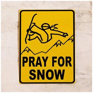 Жестяная табличка Pray for snow, металл, 30Х40 см