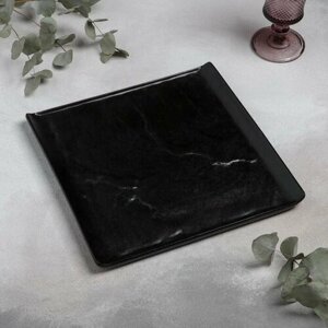 Блюдо фарфоровое для подачи Magistro Pietra lunare, 27,527,5 см, цвет чёрный (комплект из 2 шт)