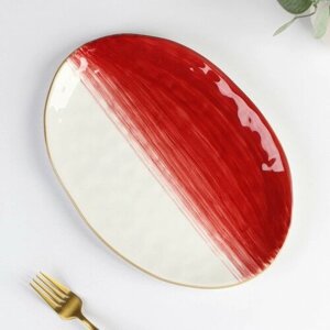 Блюдо фарфоровое Доляна «Космос», 30,521,7 см, цвет красный