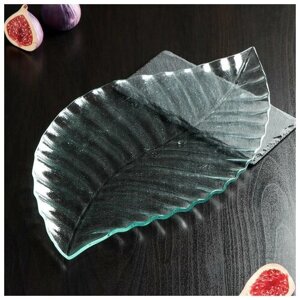 Блюдо стеклянное сервировочное Magistro «Лист», 40,5231,8 см, цвет прозрачный