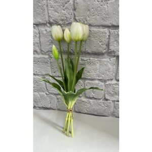 Букет тюльпанов 5шт, силикон, цв. белый/Искусственные цветы