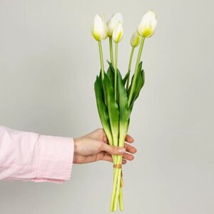 Букет тюльпанов белый 5 шт / Искусственные цветы для дома, декора, для букетов