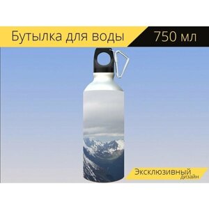 Бутылка фляга для воды "Dalsnibba, норвегия, горы" 750 мл. с карабином и принтом