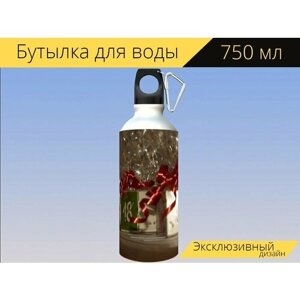 Бутылка фляга для воды "Игральная кость, номер, календарь появления" 750 мл. с карабином и принтом