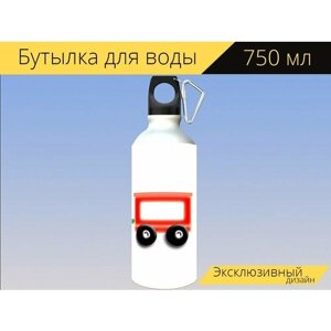 Бутылка фляга для воды "Игрушка, игрушечный поезд, последователь" 750 мл. с карабином и принтом