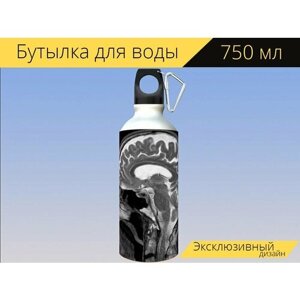 Бутылка фляга для воды "Мрт, магнитный резонанс, рентген" 750 мл. с карабином и принтом