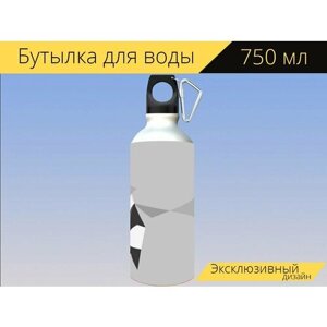 Бутылка фляга для воды "Панда, кунг фу, набросок" 750 мл. с карабином и принтом