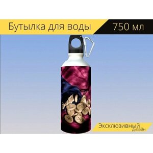 Бутылка фляга для воды "Руны, гадания, руне" 750 мл. с карабином и принтом