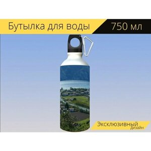 Бутылка фляга для воды "Сарка, саркатальный, устье" 750 мл. с карабином и принтом