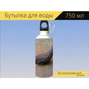 Бутылка фляга для воды "Уличная живопись, художник, картина" 750 мл. с карабином и принтом