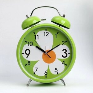 Часы - будильник настольные "Ромашка", с подвесом, дискретный ход, d-20 см, 32 х 23 см, 2АА