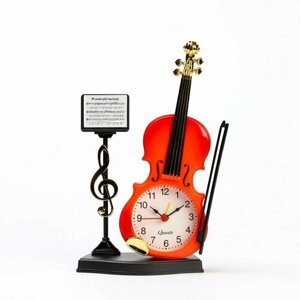 Часы - будильник настольные "Скрипка с пюпитром", дискретный ход, d-6.5 см, 11.6 х 21 см, АА (комплект из 5 шт)