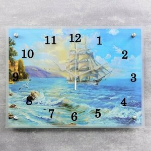 Часы-картина настенные, интерьерные "Корабль", бесшумные, 30 х 40 см (комплект из 3 шт)