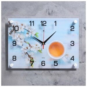 Часы настенные "Чай с цветами" 25х35 см, АА, плавный ход, часы для декора