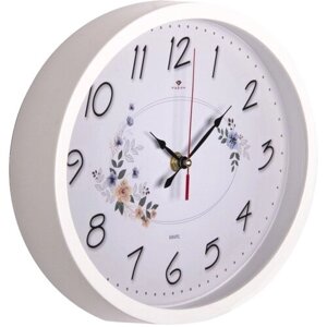 Часы настенные Рубин овал 22,5х29 см, корпус белый "Нежные цветы"2720-006)