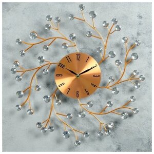 Часы настенные, серия: Ажур, "Цветы сакуры", плавный ход, d=38 см, циферблат 13 см