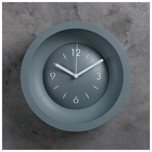 Часы настенные, серия: Классика, плавный ход, 25.4 см, без стекла, серые, часы интерьерные