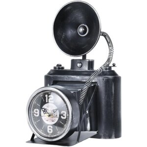 Часы настольные KOOPMAN фотокамера 200x190x32мм черный металл