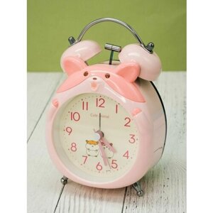 Часы настольные с будильником Hamster pink