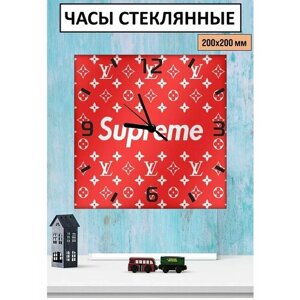 Часы стеклянные настенные-напольные с принтом Supreme