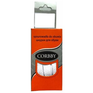 Corbby шнурки плоские 90 см. Хлопок 100%Белые.