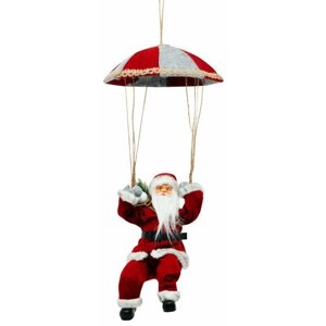 Дед Мороз красный интерактивный музыкальный с подарком на парашюте 61 см