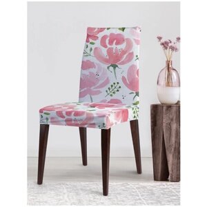 Декоративный чехол на стул JoyArty "Нарисованные розы" со спинкой велюровый