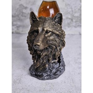 Держатель для бутылок интерьерный "Волк" малый бронзово-серебристый