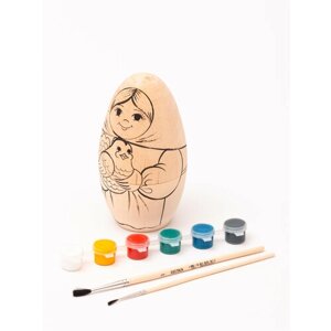 Детский набор для творчества матрешки раскраска сказка "Курочка Ряба", 7 предметов. Высота 13 см