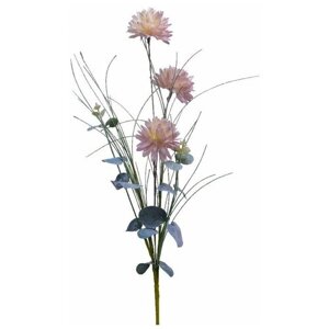 Элитные искусственные цветы полевые георгины мерцающие, полиэстер, нежно-розовые, 66 см, Kaemingk