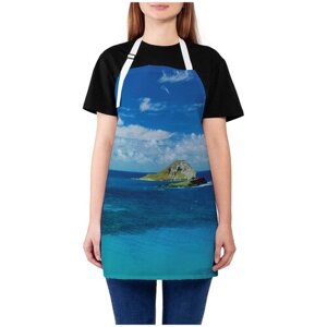 Фартук женский для готовки JoyArty "Облачное небо на острове", универсальный размер