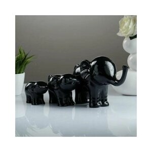 Фигура "Семья слонов" набор черный 57х15х9см Хорошие сувениры 4241538 .