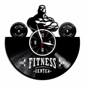 Фитнес-центр - настенные часы из виниловой пластинки