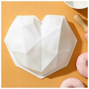 Форма для муссовых десертов и выпечки KONFINETTA «Геометрия любви», силикон, 21,5206 см, цвет белый