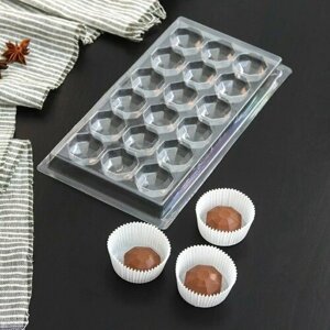 Форма для шоколада и конфет «Бриллиант», 18 ячеек, 2211 см, цвет прозрачный (комплект из 60 шт)