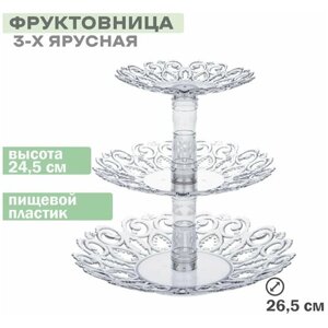 Фруктовница "Мелодия" 3-х ярусная прозрачный (26*26*25)