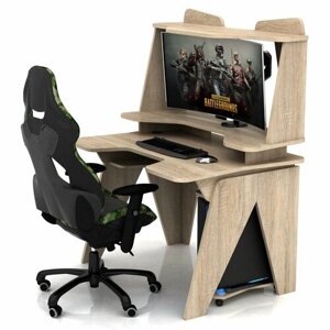 Геймерские игровые столы и кресла Игровой компьютерный стол для геймера с надставкой DX BIG RAPTOR Сонома