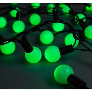 Гирлянда "Нить" 10 м с насадками "Шарики 2.5 см", IP44, тёмная нить, 100 LED, свечение зелёное, 8 режимов, 220 В