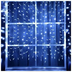 Гирлянда-штора уличная "Занавес", светодиодная электрогирлянда дождь на окна и фасад, праздничный декор на Новый год, украшение для дома и улицы, 2 х 1.5 м, IP65, УМС, белая нить, 360 LED, свечение белое, 220 В