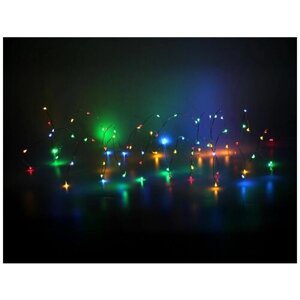Гирлянда светлячки, 160 разноцветных mini LED-огней, 8 м, серебристый провод, контроллер, таймер, батарейки, уличная, Ko