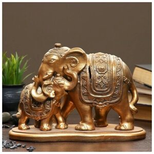 Хорошие сувениры Копилка "Слон со слоненком" бронза, 15х32см