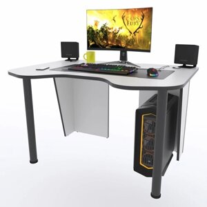 Игровой компьютерный стол "Старк", 140x90x75 см, белый с чёрной кромкой
