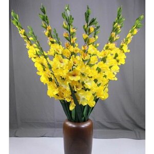 Искусственные цветы "Гладиолус"желтый) букет из трех цветов, высот 115 см