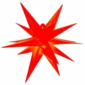Kaemingk (Lumineo), Подвесная светящаяся звезда 3D радьянта, PVC, красная, 6 тёплых белых LED-огней, 75 см, уличная 490722