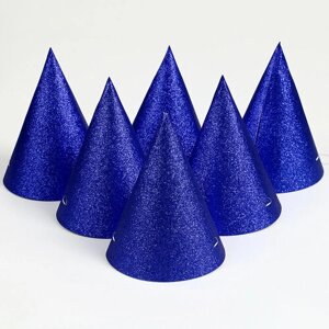 Карнавальный колпак «Блеск», набор 6 шт, цвет синий