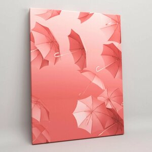 Картина на холсте (интерьерный постер) Розовые зонтики" минимализм, с деревянным подрамником, размер 45x60 см