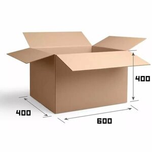 Картонная коробка для вещей (премиум) - 600x400x400 мм, Т-21, 5 шт.
