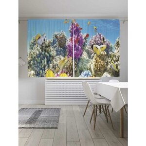 Классические шторы JoyArty "Фауна океана", серия Oxford DeLux, 2 полотна 145x180 см