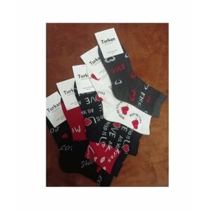 Комплект носков с яркими принтами 5пар+пакет подарочный "Любовь" Набор 5пар.