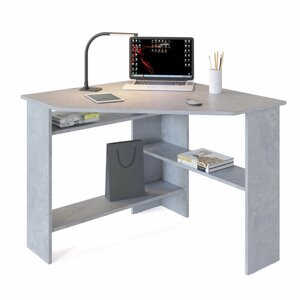 Компьютерный стол письменный для дома угловой 90см бетон - СК0576